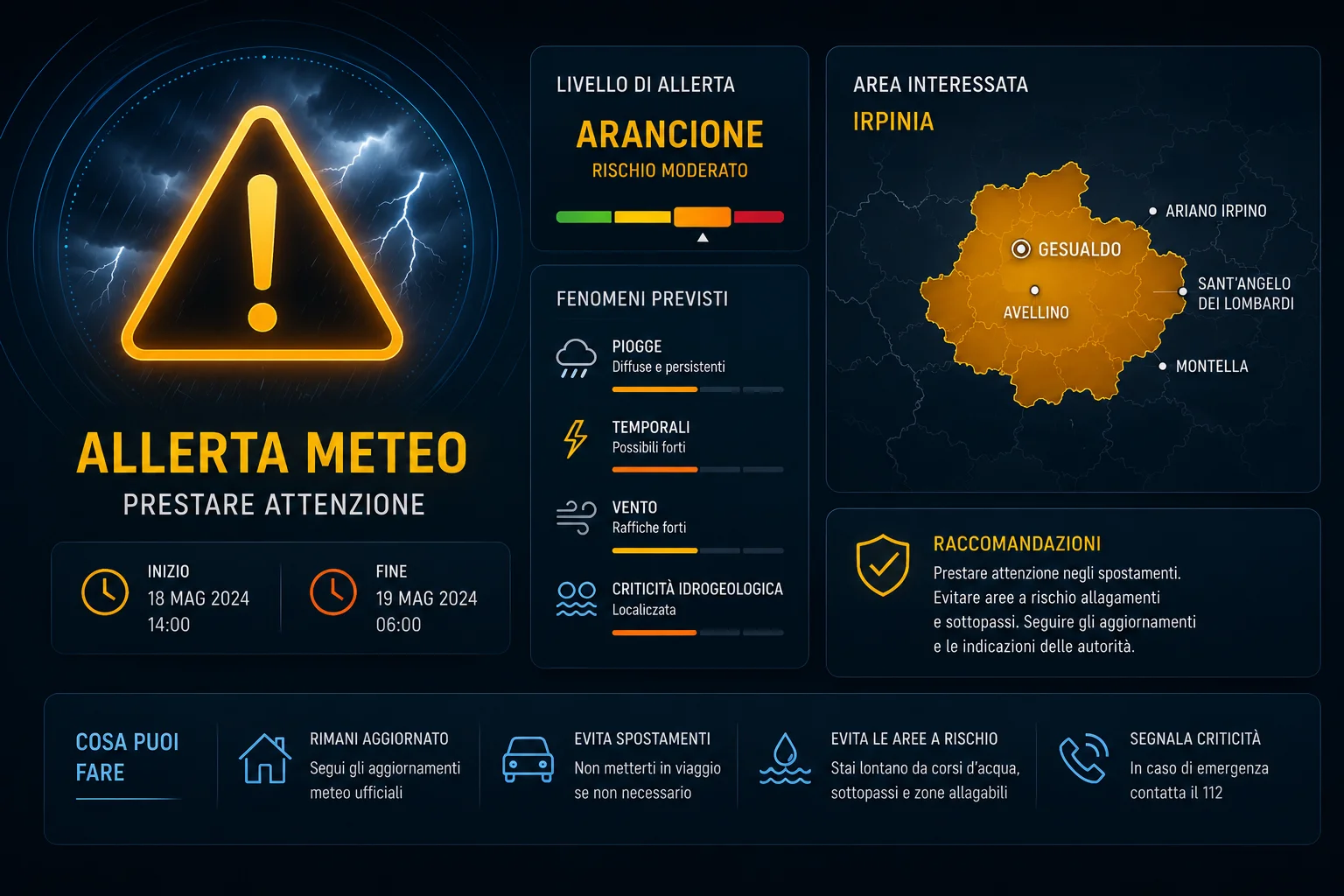 grafica con icona di allerta meteo