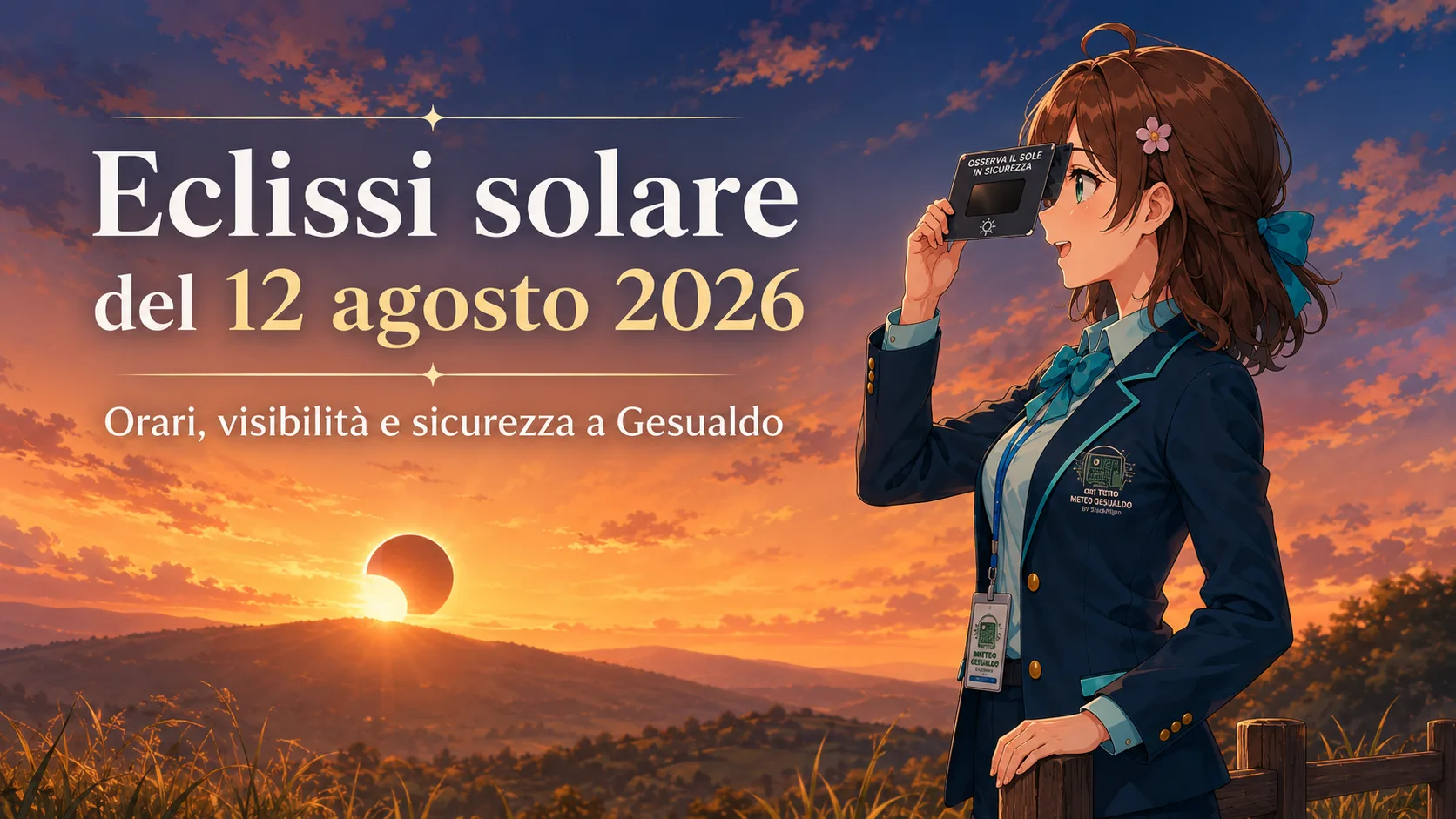Eclissi solare del 12 agosto 2026: orari, visibilità e sicurezza a Gesualdo